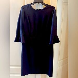 Donna Morgan Black fitted shift dress with 3/4 bell sleeves. Ladies size 12.EUC